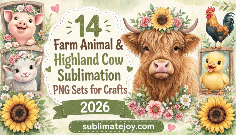 14 Farm Animal & Highland Cow Sublimation PNG Sets for Crafts (2026)