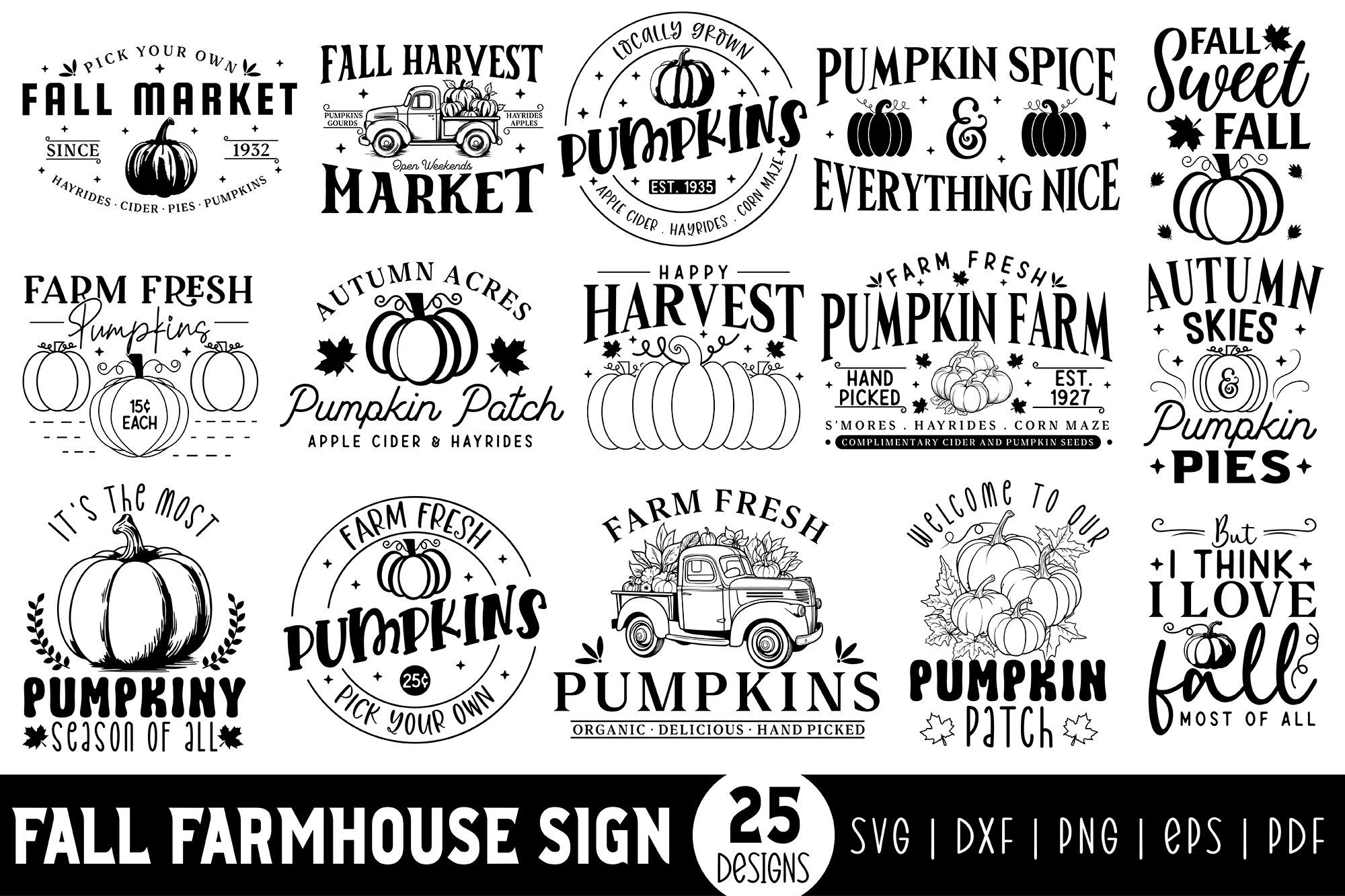 Fall Farmhouse Sign SVG Bundle preview for craft projects