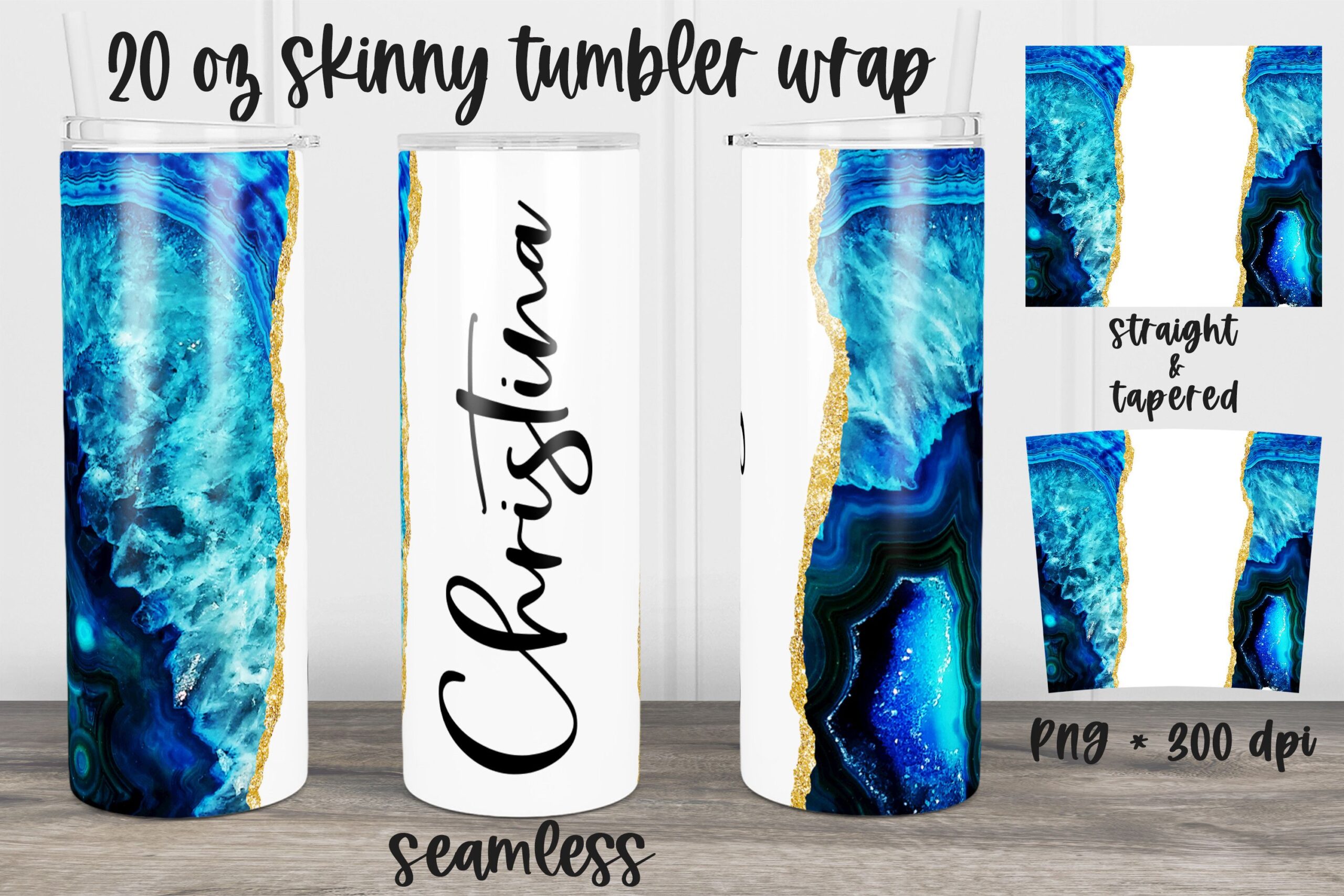 Blue Marble Skinny 20oz Tumbler Wrap PNG preview for craft projects