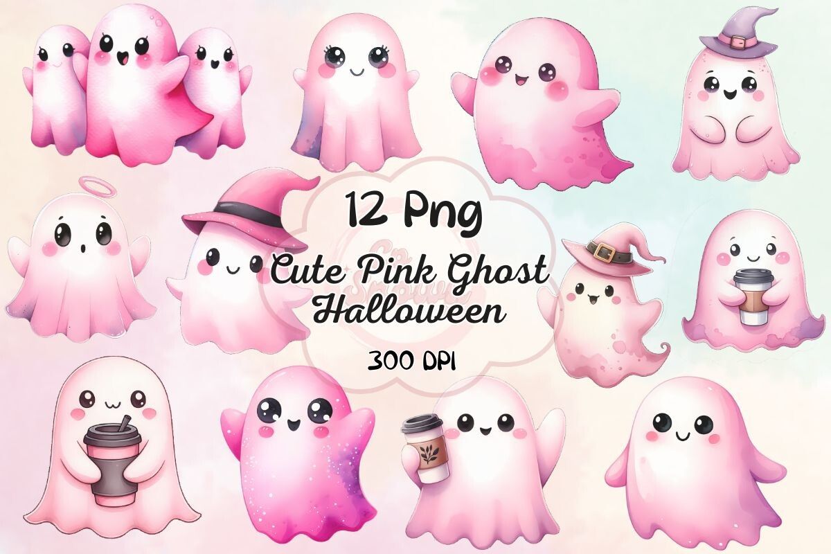 Cute Pink Ghost Halloween Sublimation preview for cute Halloween ghost sublimation crafts