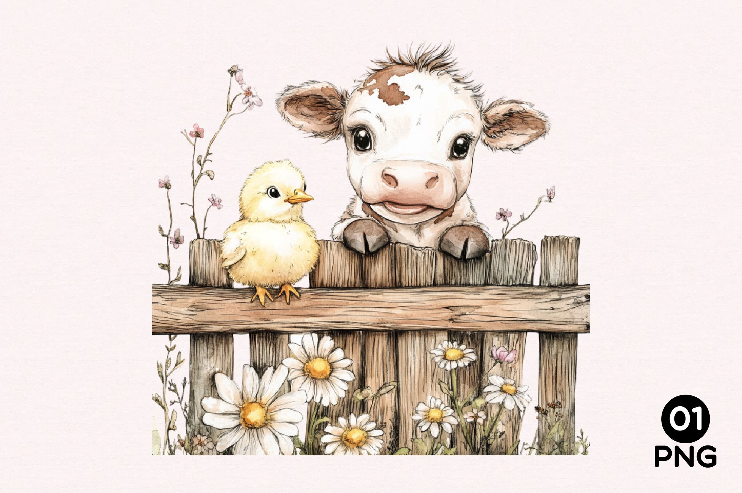 Peeking Farm Animals PNG Clipart preview for craft projects