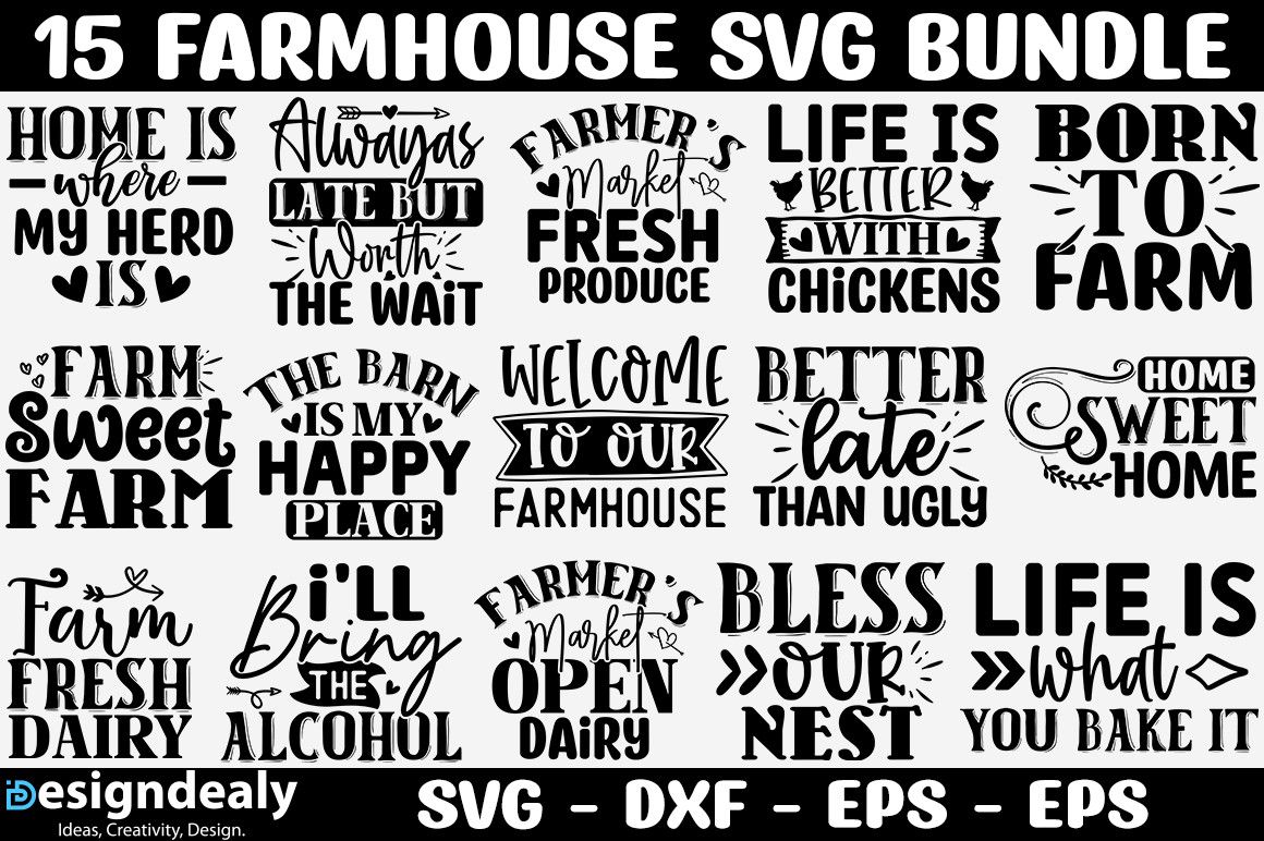 Farmhouse SVG Bundle preview for craft projects