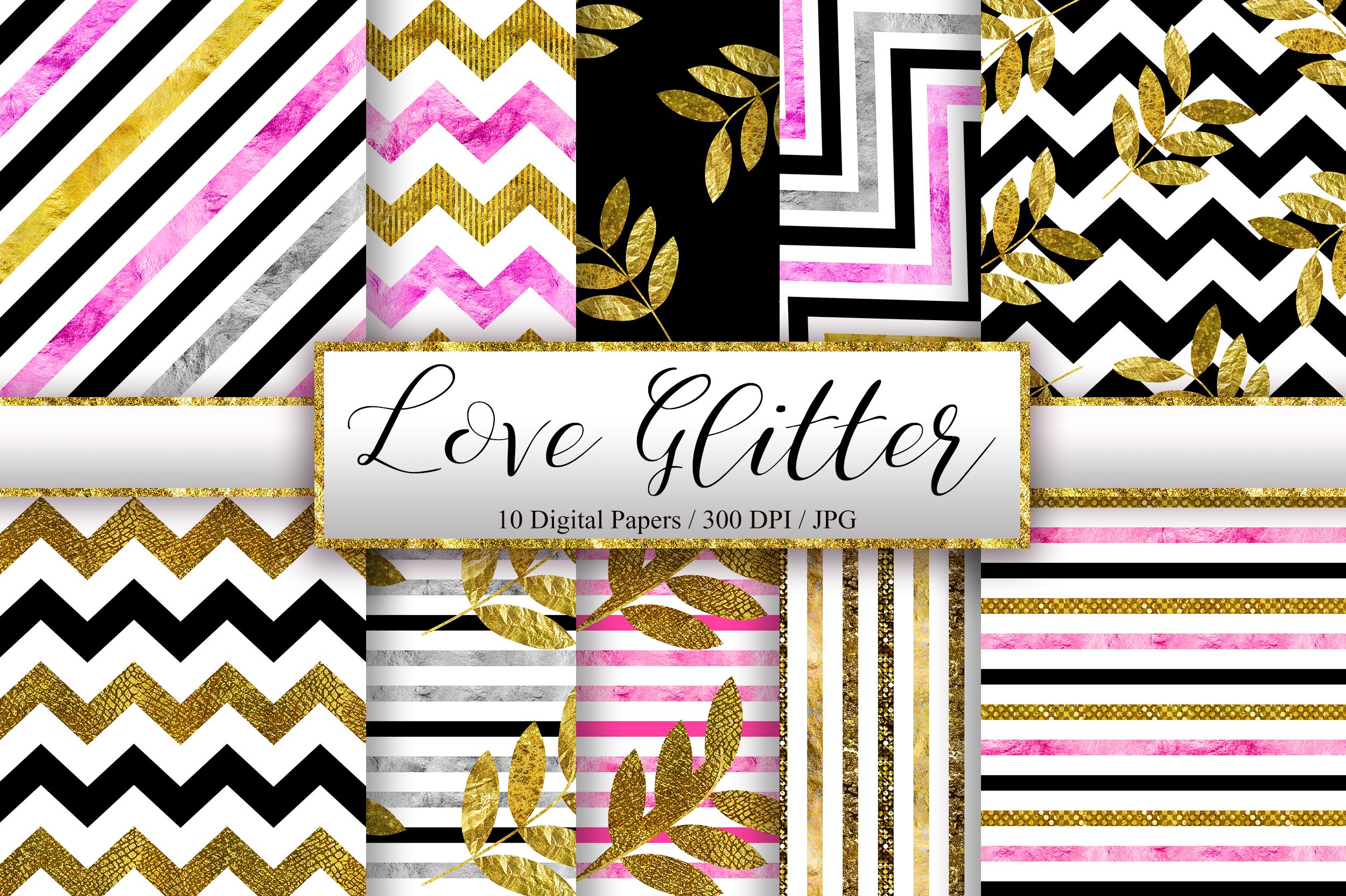 Love Glitter Background Digital Papers preview for craft projects