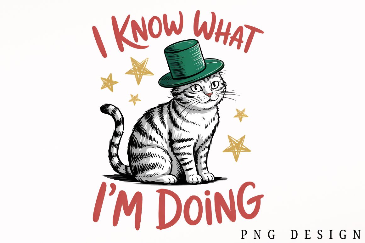 Funny Cute Cat Sublimation Design preview for craft projects