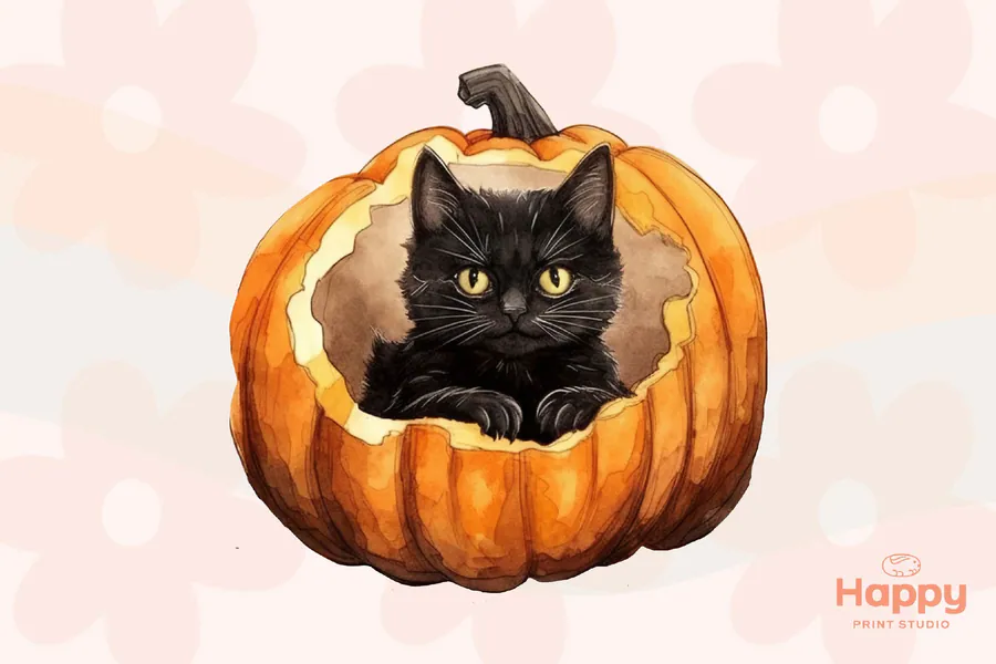 Black Cat Halloween Sublimation PNG preview for Halloween black cat sublimation PNG
