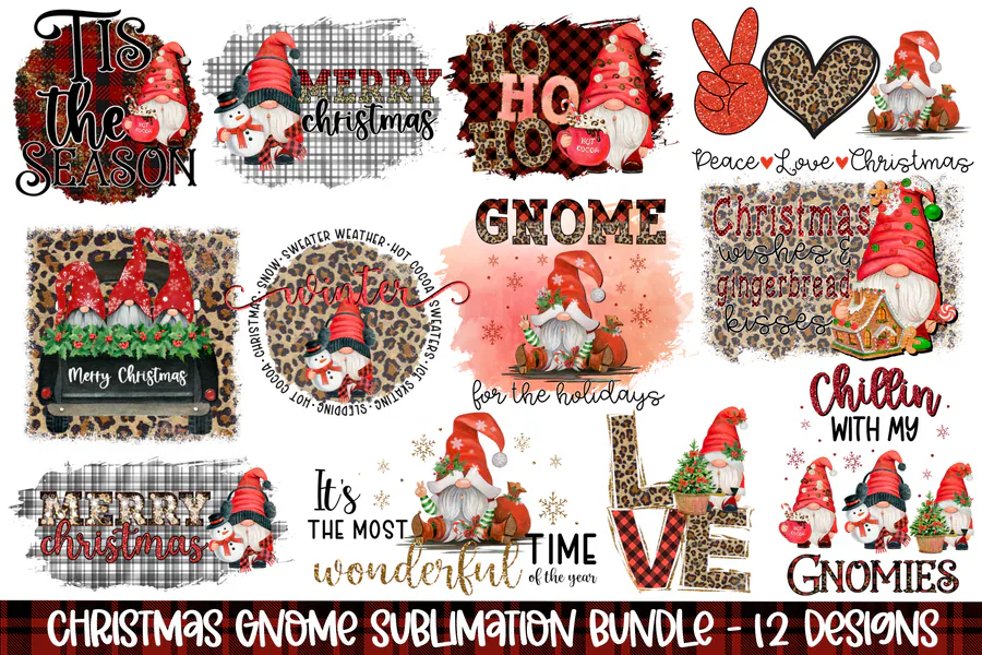 Christmas Gnome Sublimation Bundle preview for Christmas gnome sublimation PNG