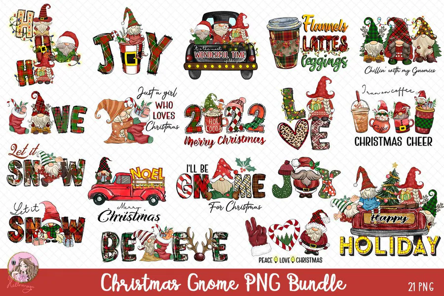 Christmas Gnome Sublimation Bundle preview for Christmas gnome sublimation PNG