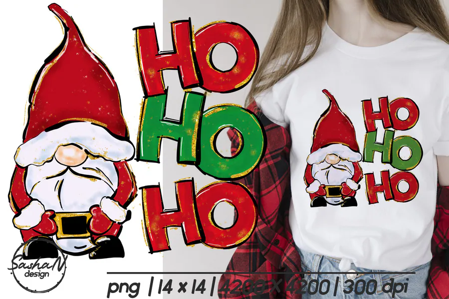 Christmas Gnome Sublimation, Ho Ho Ho preview for Christmas gnome sublimation PNG