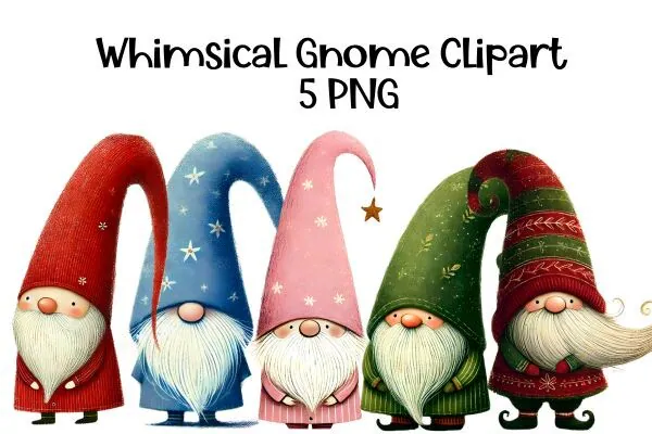 Whimsical Gnome Christmas Gnome Clipart preview for Christmas gnome sublimation PNG