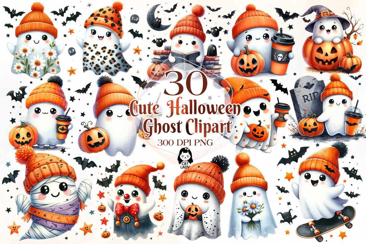 Funny Halloween Ghost Sublimation Bundle preview for cute Halloween ghost sublimation crafts