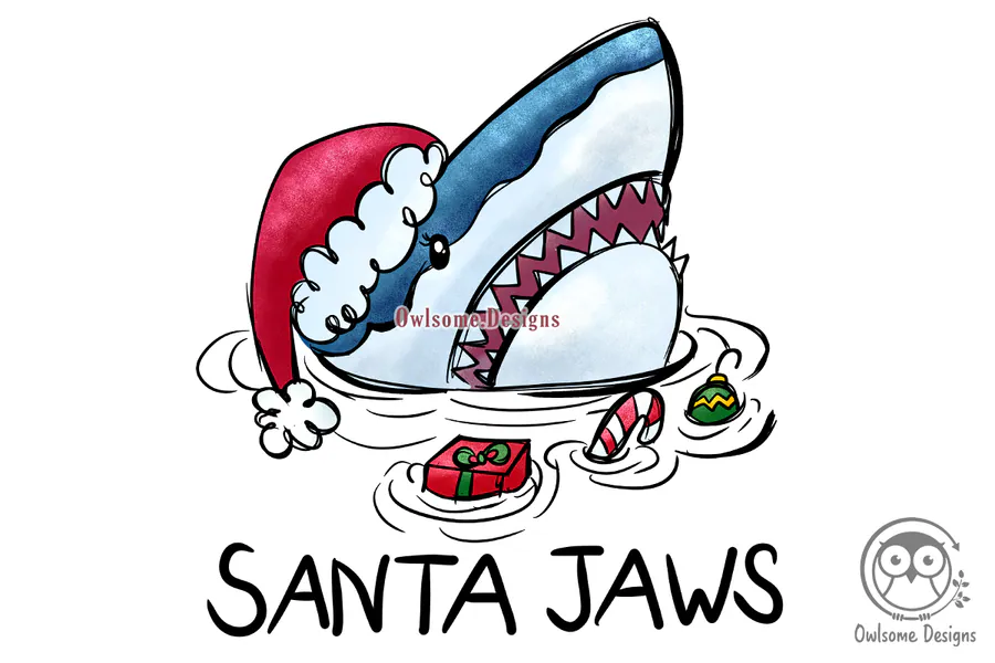 Santa Jaws Funny Christmas Sublimation preview for funny Christmas sublimation PNG