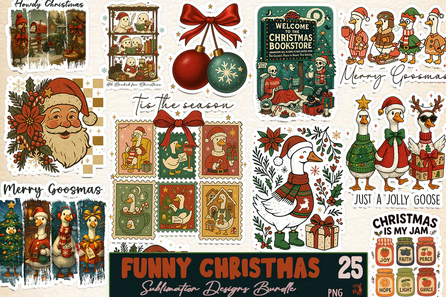 Funny Christmas Sublimation Bundle PNG preview for funny Christmas sublimation PNG