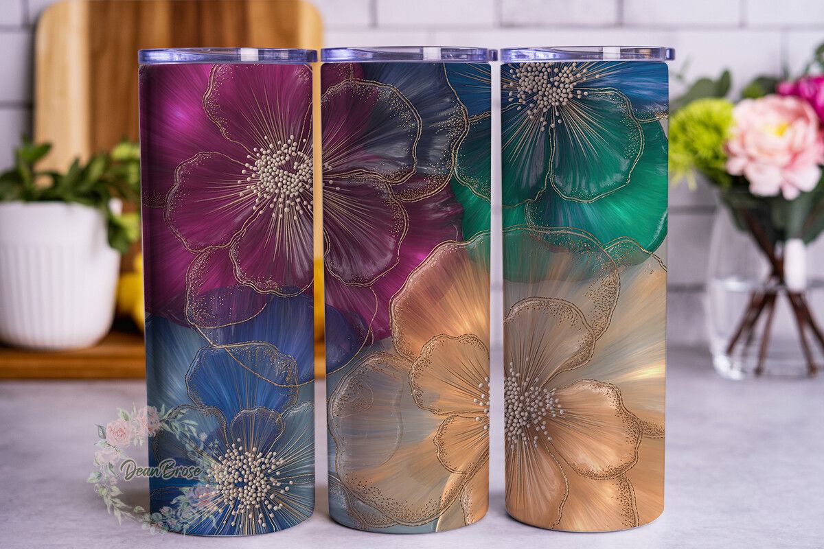 Abstract Floral Watercolor Tumbler Wrap preview for craft projects