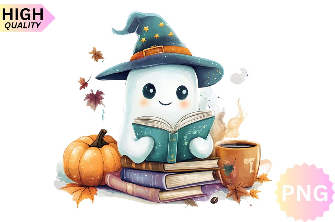 Halloween Ghost Sublimation PNG Design preview for cute Halloween ghost sublimation crafts