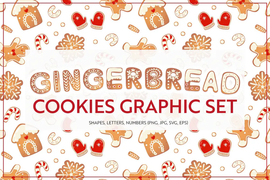 Gingerbread Christmas Cookies Set preview for gingerbread Christmas sublimation PNG