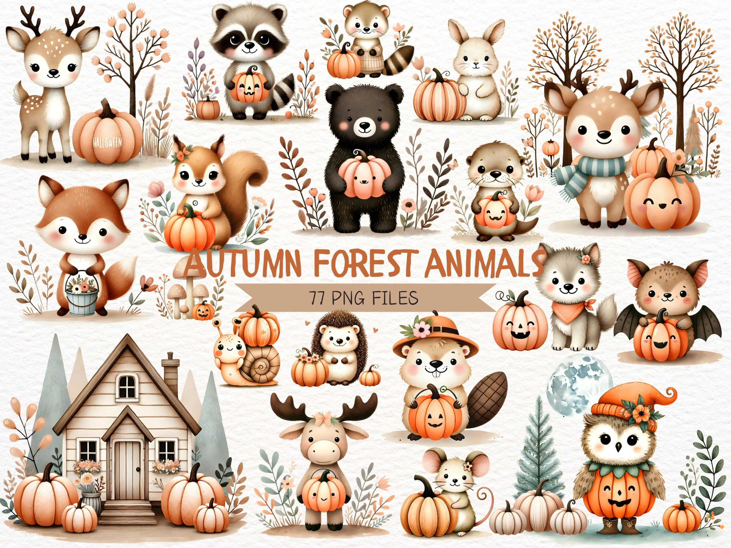 Autumn Woodland Animal Clipart preview for woodland crafts