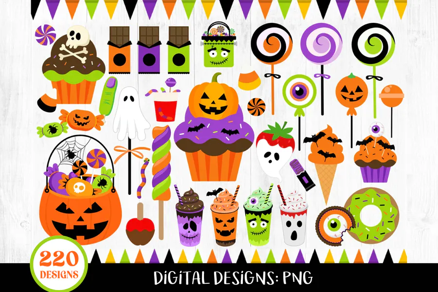 Halloween Candy Clipart Bundle preview for Halloween candy sublimation PNG
