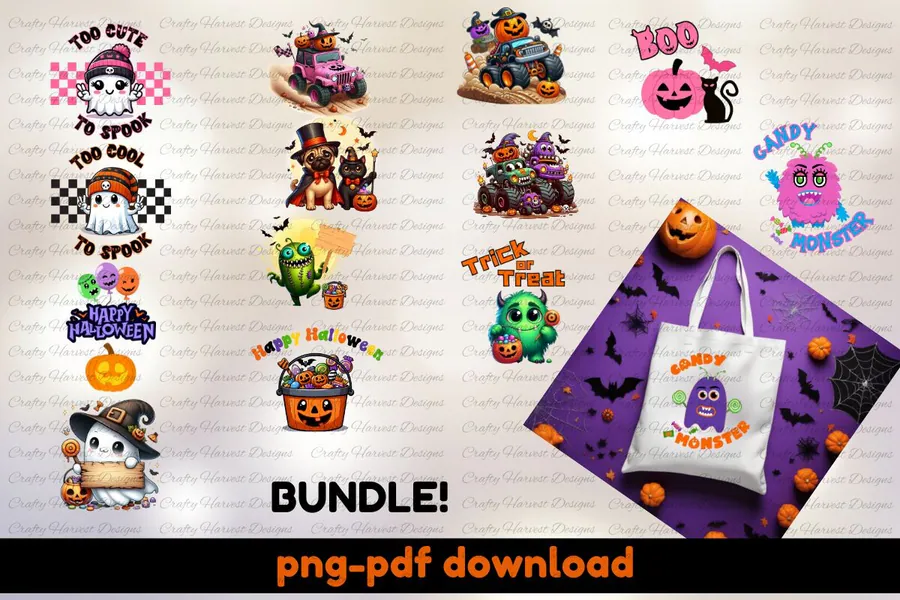Trick-or-Treat Bag Sublimation Bundle preview for Halloween candy sublimation PNG