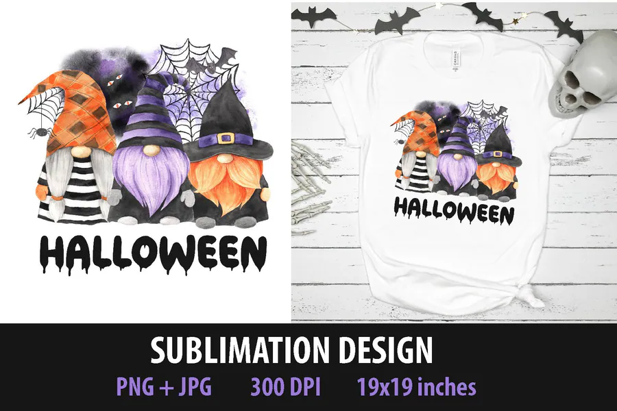 Halloween Sublimation PNG | Witch Gnomes preview for Halloween gnome sublimation PNG