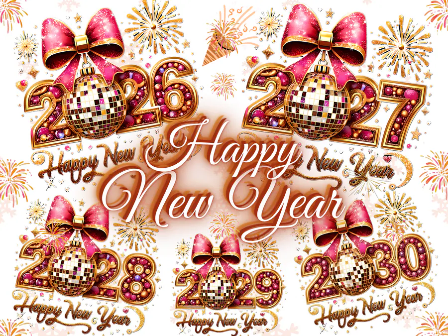 Glitter Happy New Year PNG Bundle preview for happy new year sublimation PNG