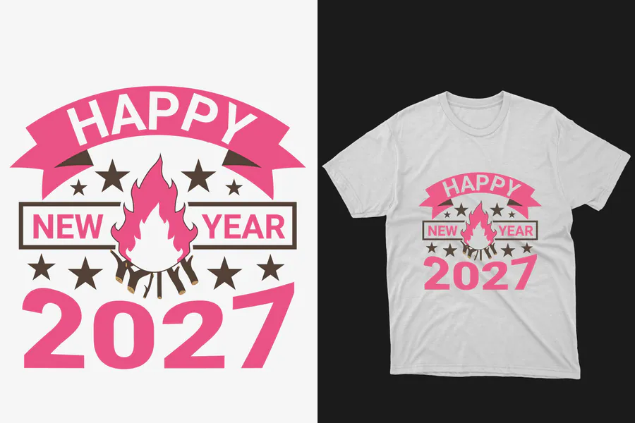 Happy New Year 2027 T-shirt Design preview for happy new year sublimation PNG