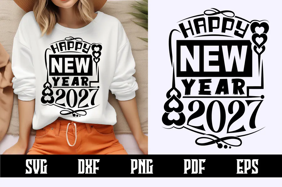 Happy New Year 2027 SVG Design preview for happy new year sublimation PNG