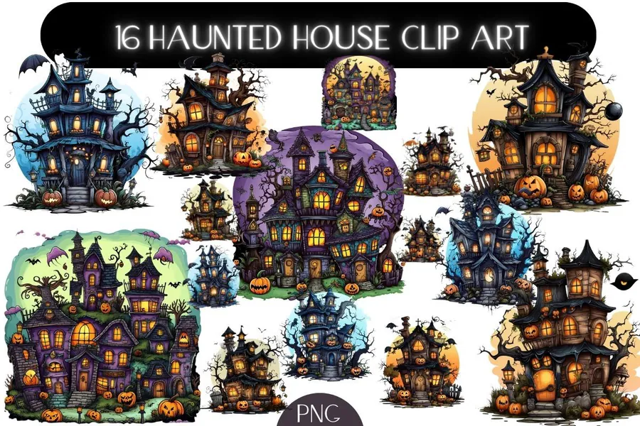 Spooky Halloween Haunted House PNG preview for haunted house sublimation designs