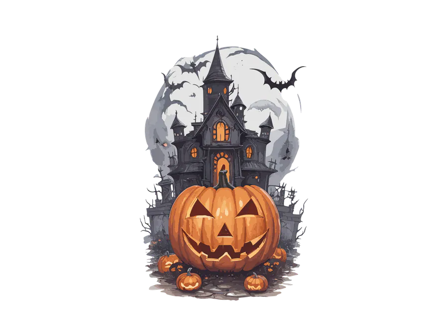 Halloween Haunted House with Pumpkin SVG preview for haunted house sublimation designs