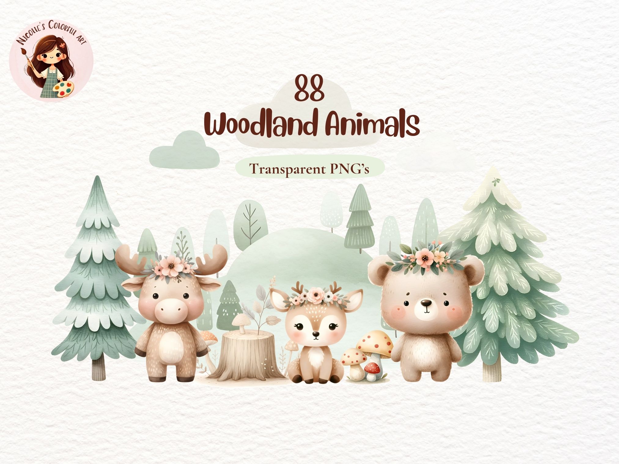 Watercolor Forest Animals. Woodland preview for woodland crafts
