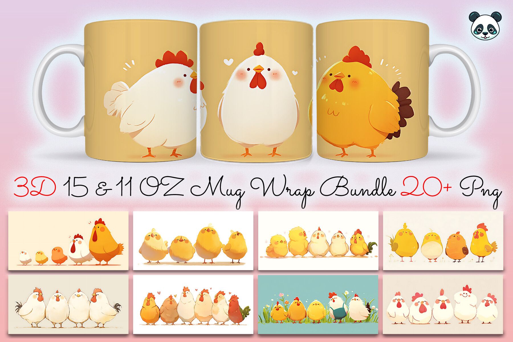 Chickens Mug Wrap Sublimation Bundle preview for craft projects