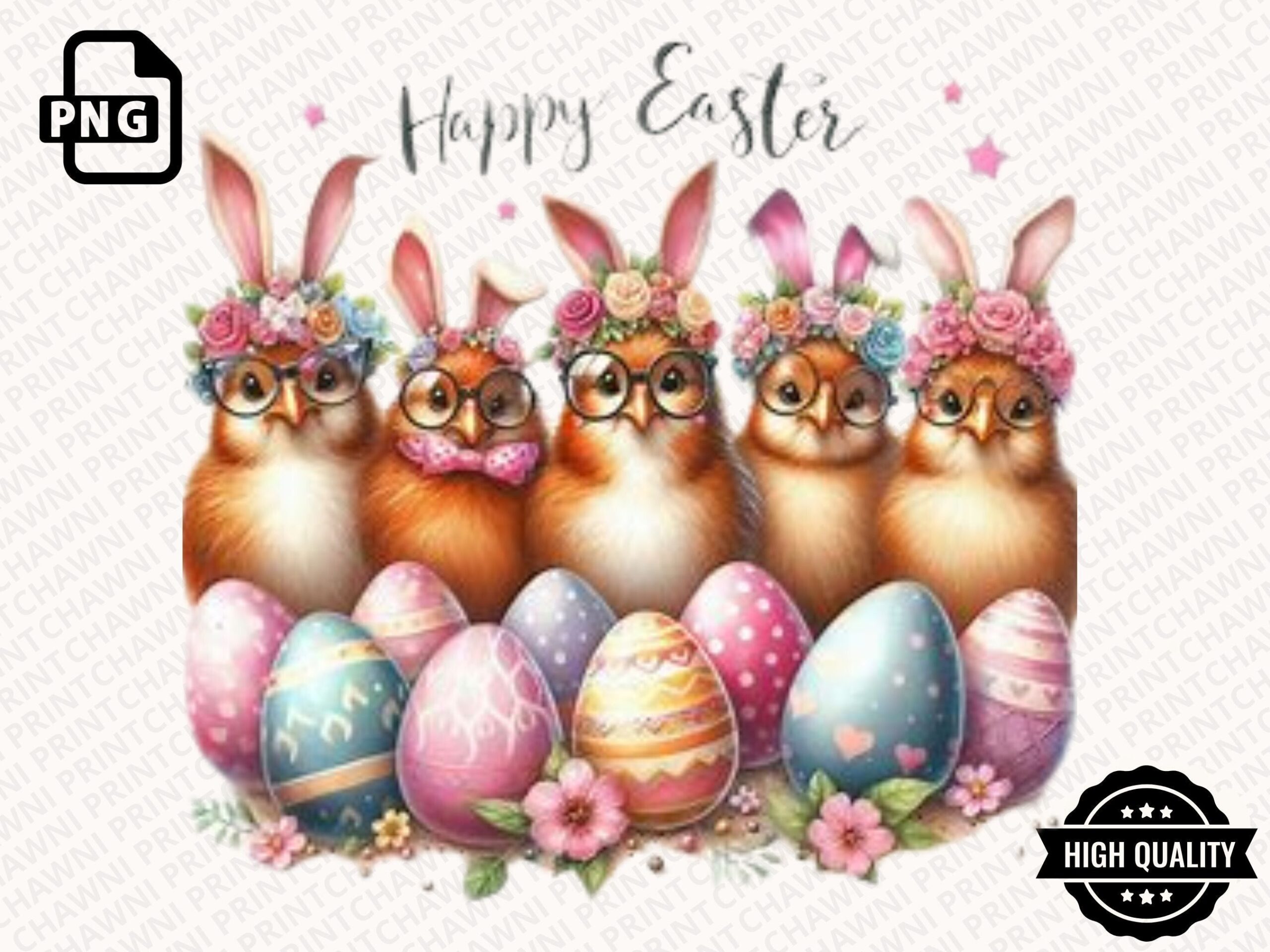 Easter Bunny Farm Chicken Clipart PNG preview for craft projects