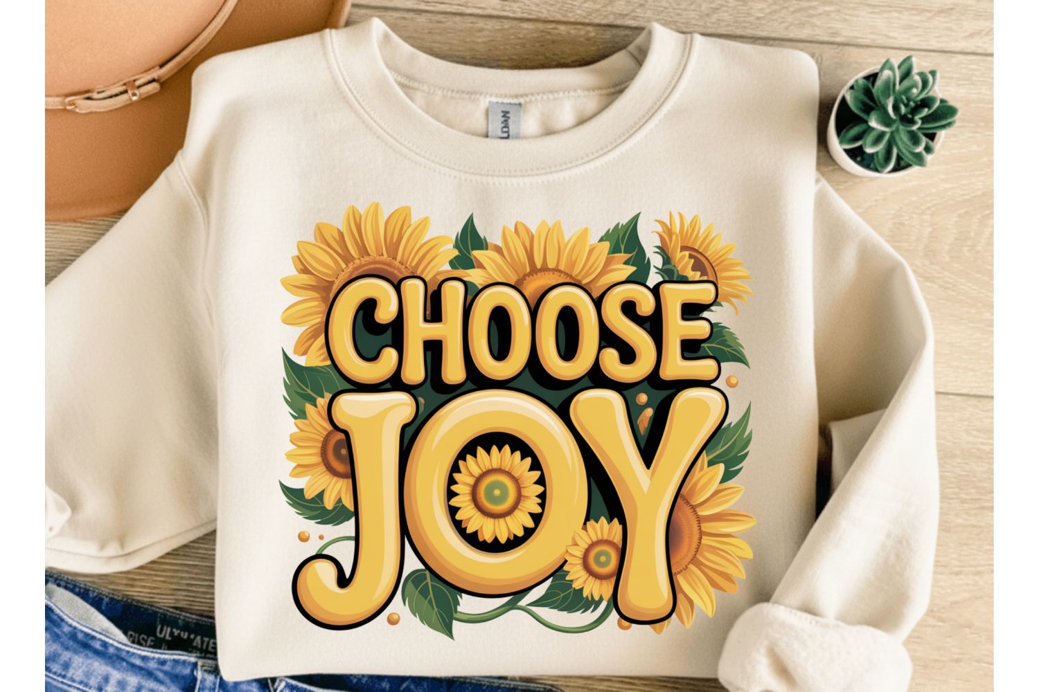 Positive Floral Typography Quote PNG preview for craft projects
