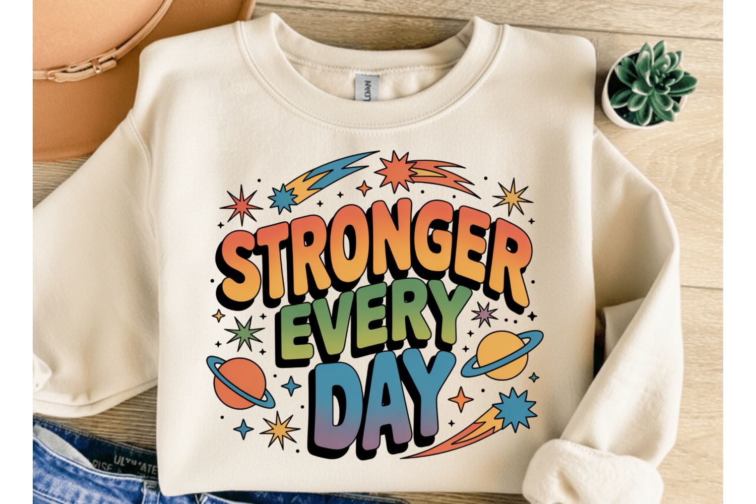 Stronger Every Day Motivational PNG preview for craft projects