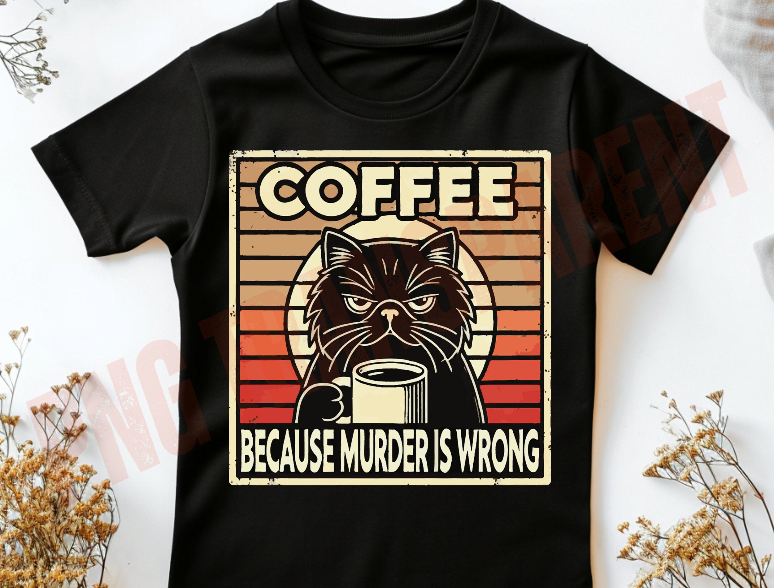 Cat and Coffee Png, Funny Cat Lover Sub preview for craft projects