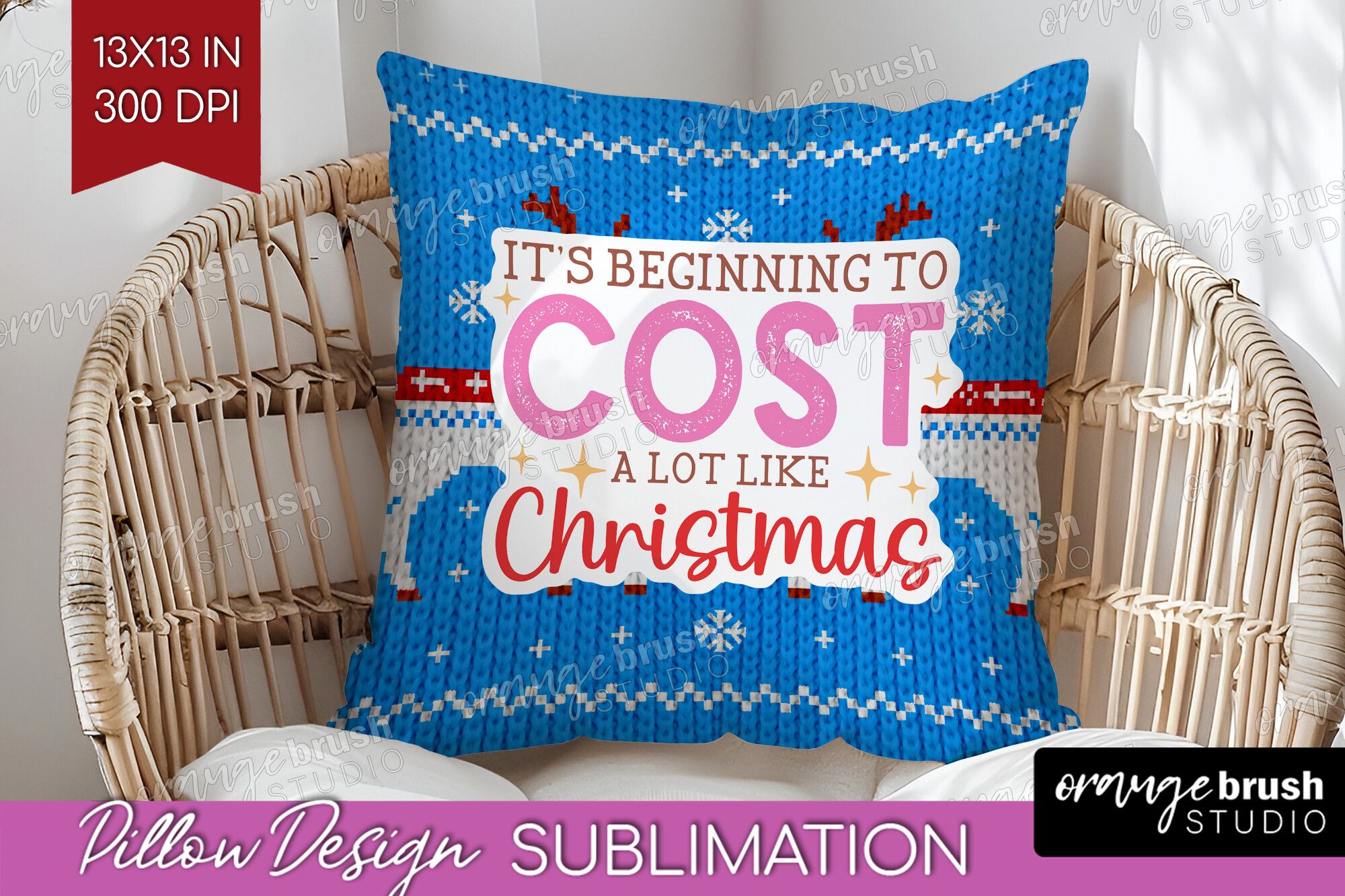 Funny Christmas Quote Pillow Cover PNG preview for craft projects