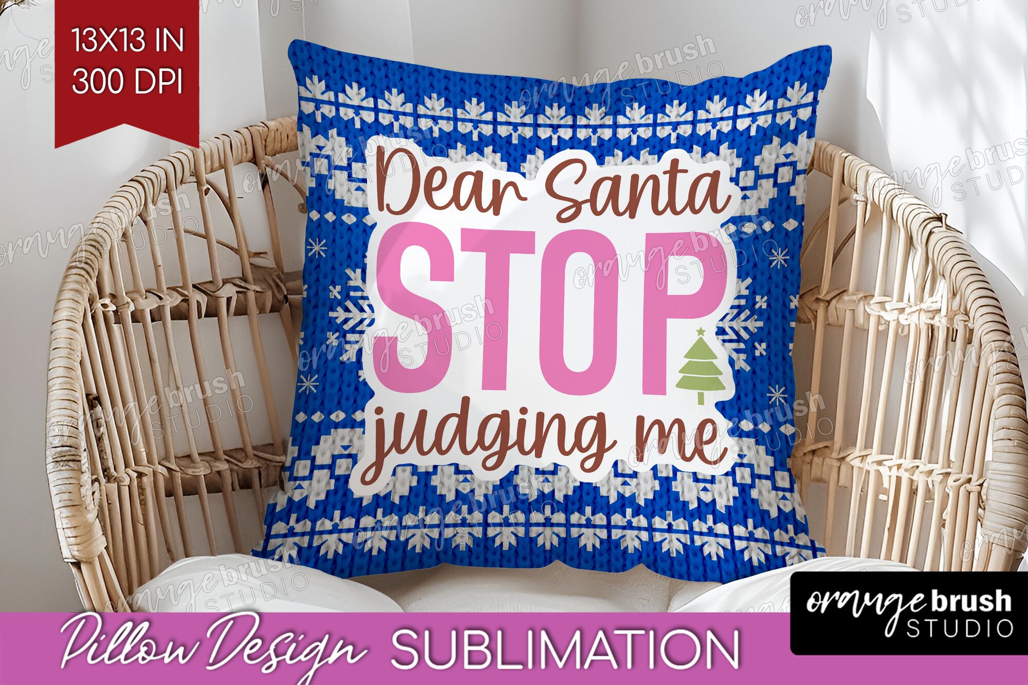 Funny Christmas Quote Pillow Cover PNG preview for craft projects