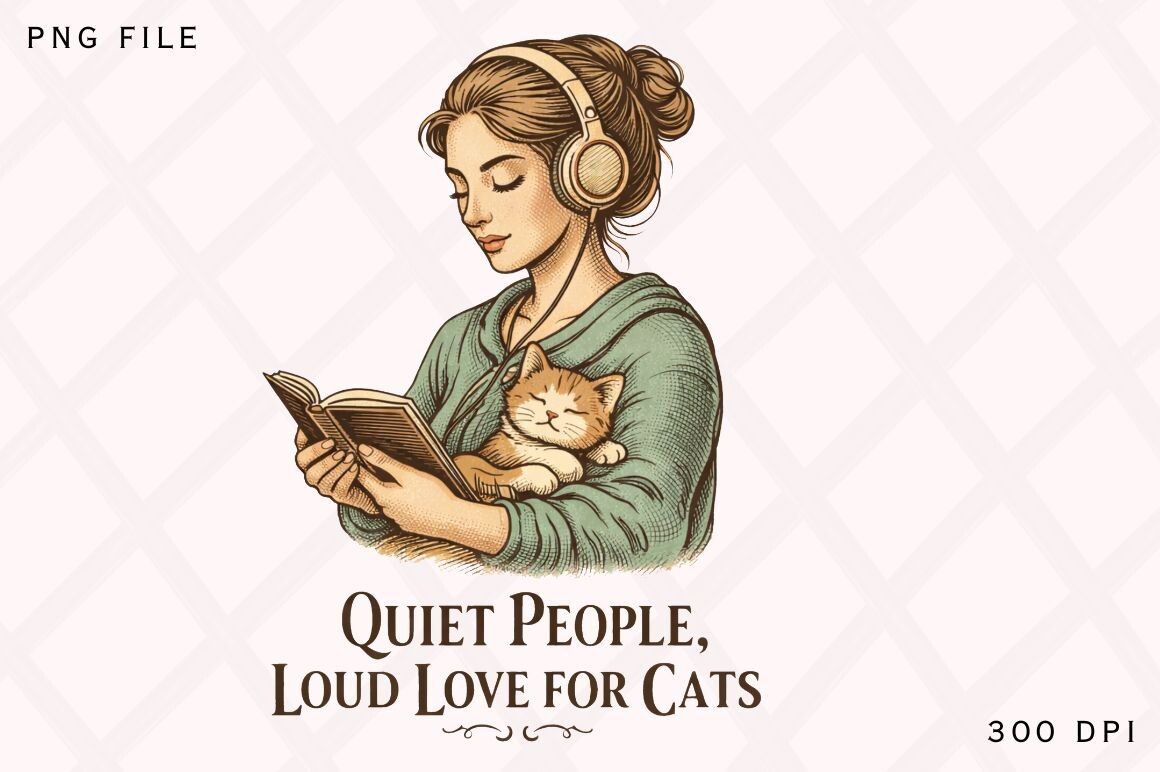 Quiet People Loud Love for Cats PNG, Cat preview for craft projects