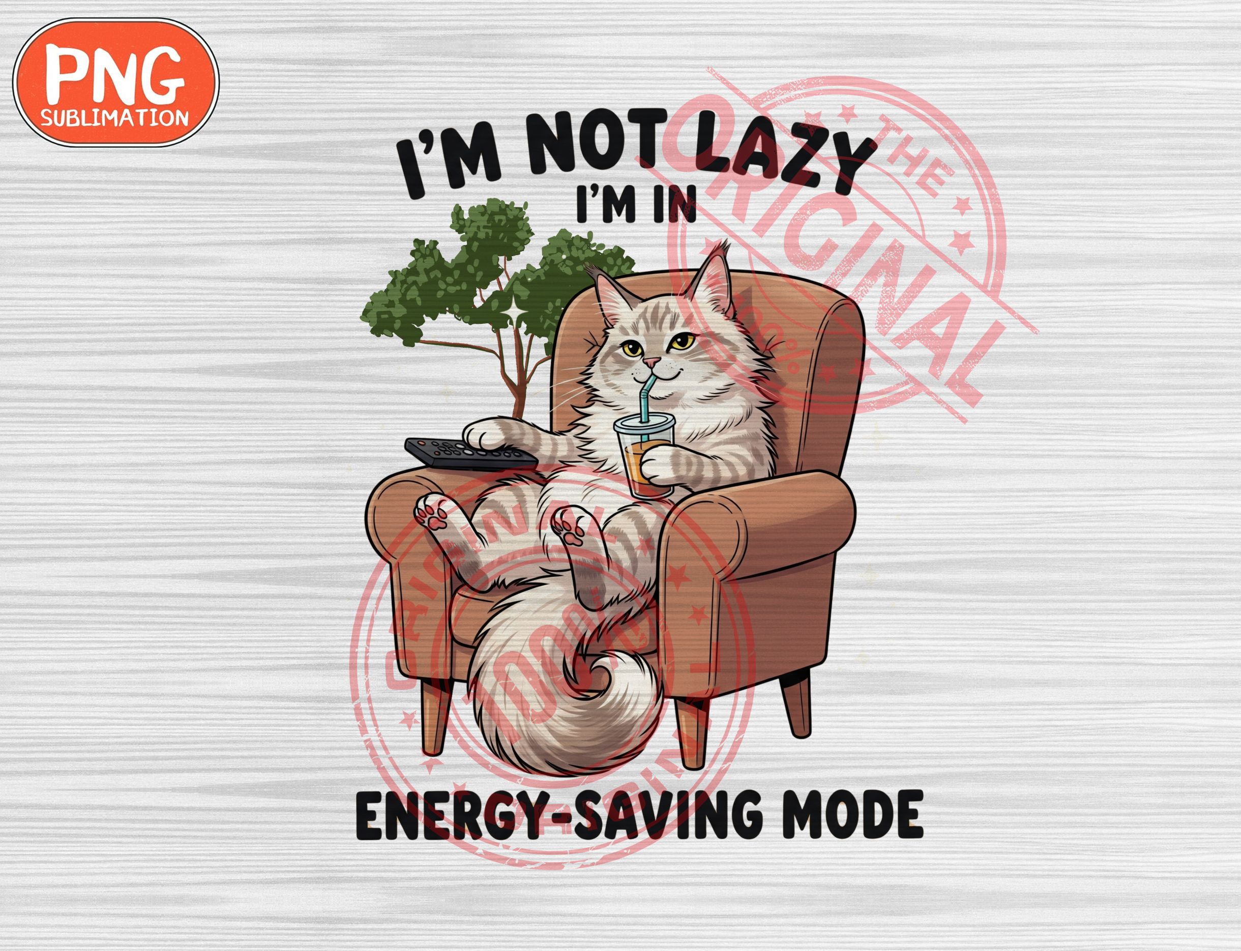 Lazy Cat PNG, Funny Cat Quote, Sarcastic preview for craft projects