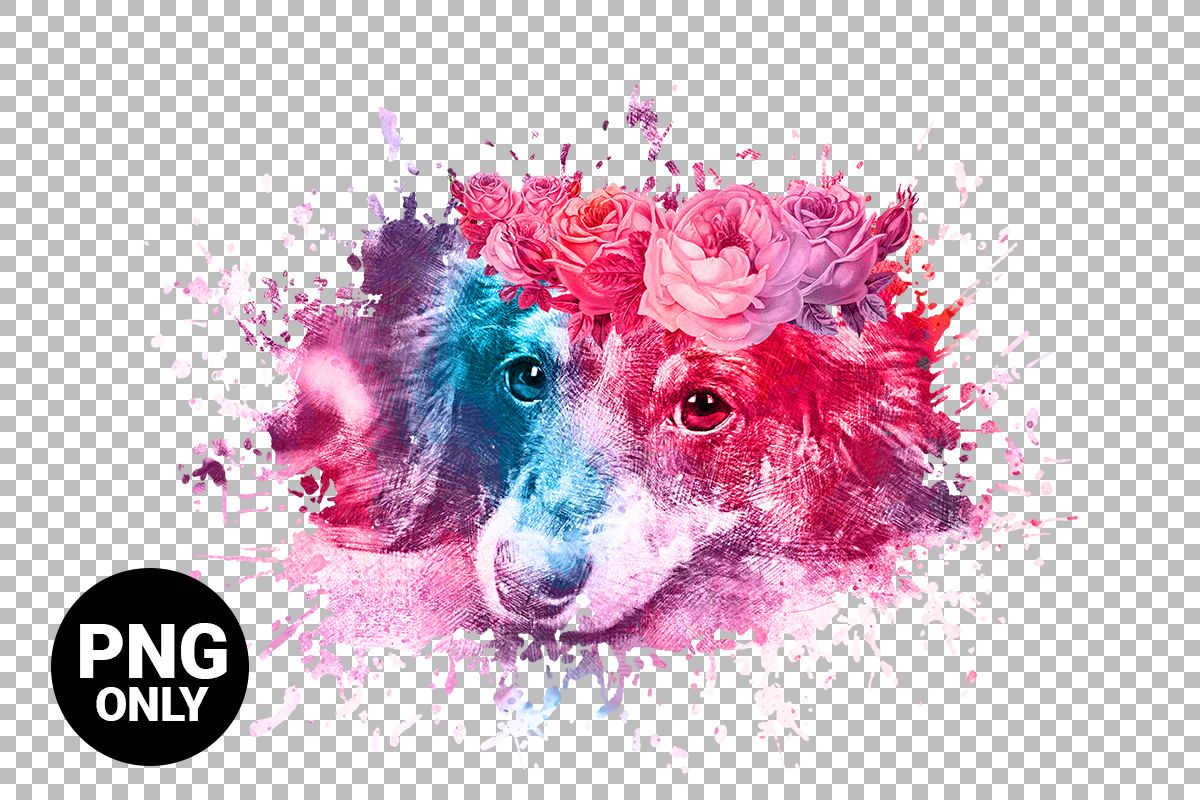 Cute Dog with Flowers Sublimation Design preview for craft projects