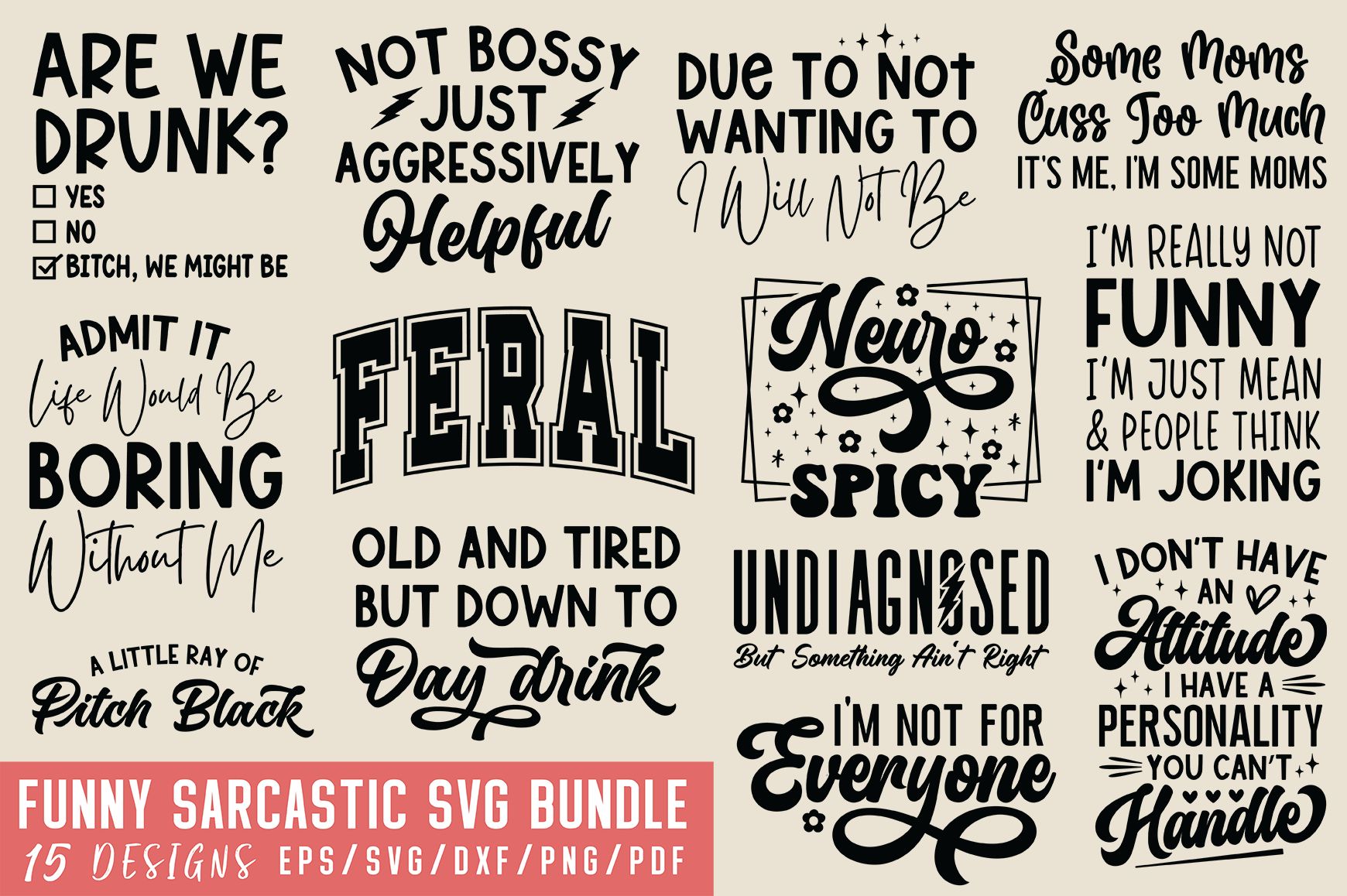 Funny Sarcastic Svg Bundle, Sarcasm SVG preview for craft projects