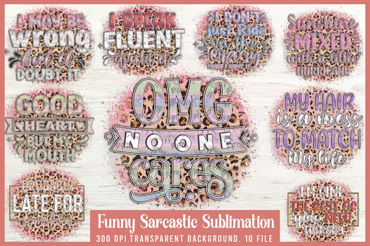 Funny Sarcastic Sublimation Bundle preview for craft projects