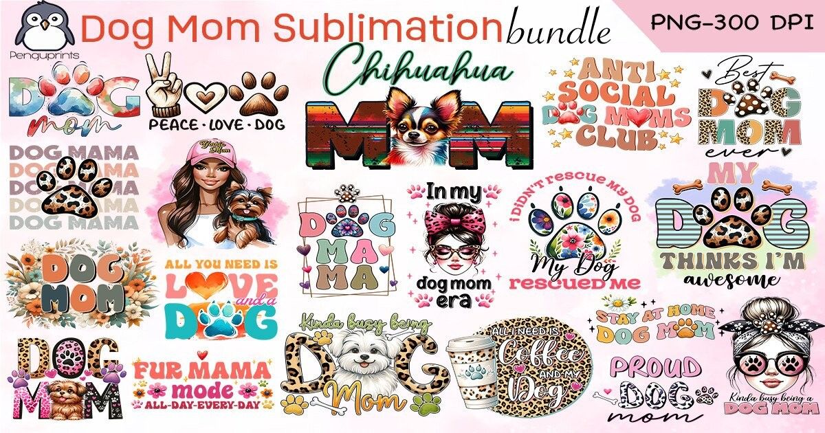 Dog Mom Sublimation Bundle preview for craft projects