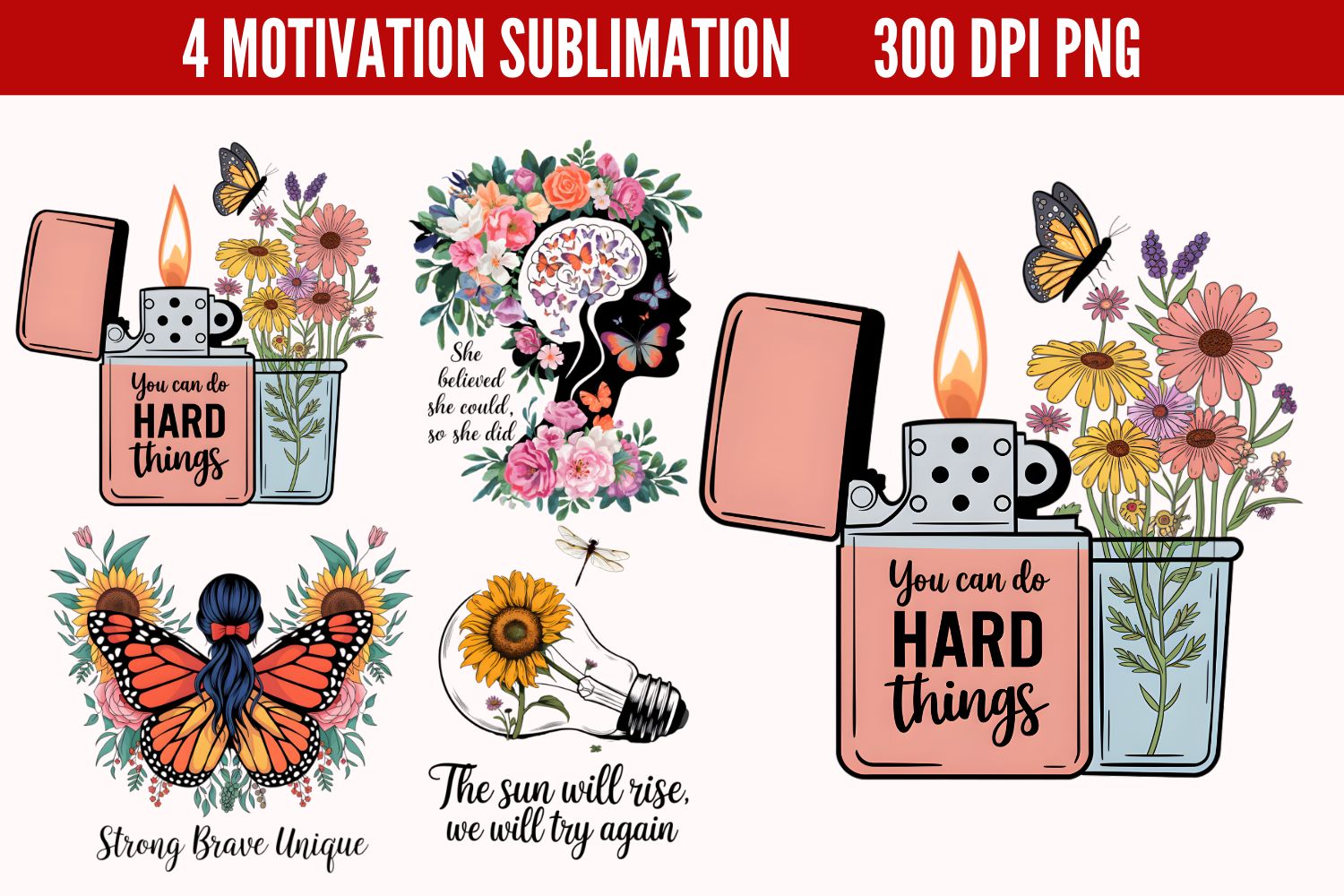 Motivational Sublimation Quotes Bundle 4 preview for craft projects
