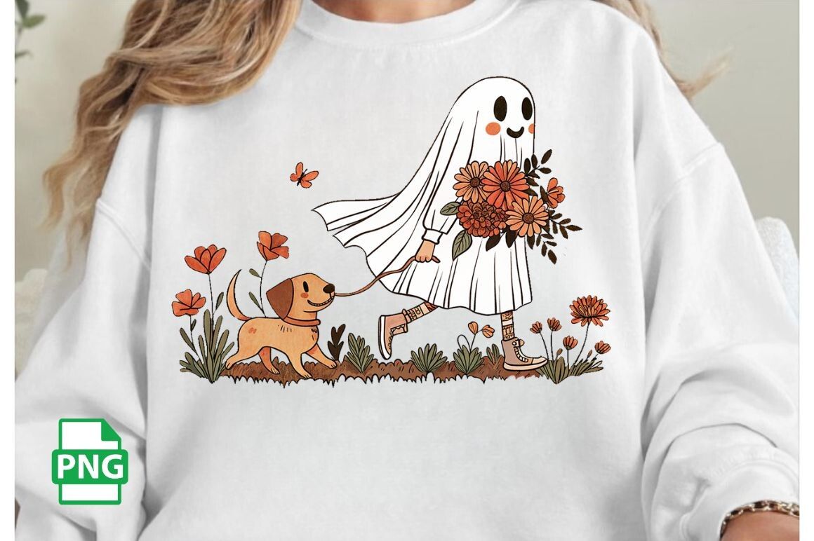 Cute Dog Mom Halloween PNG, Ghost PNG preview for craft projects