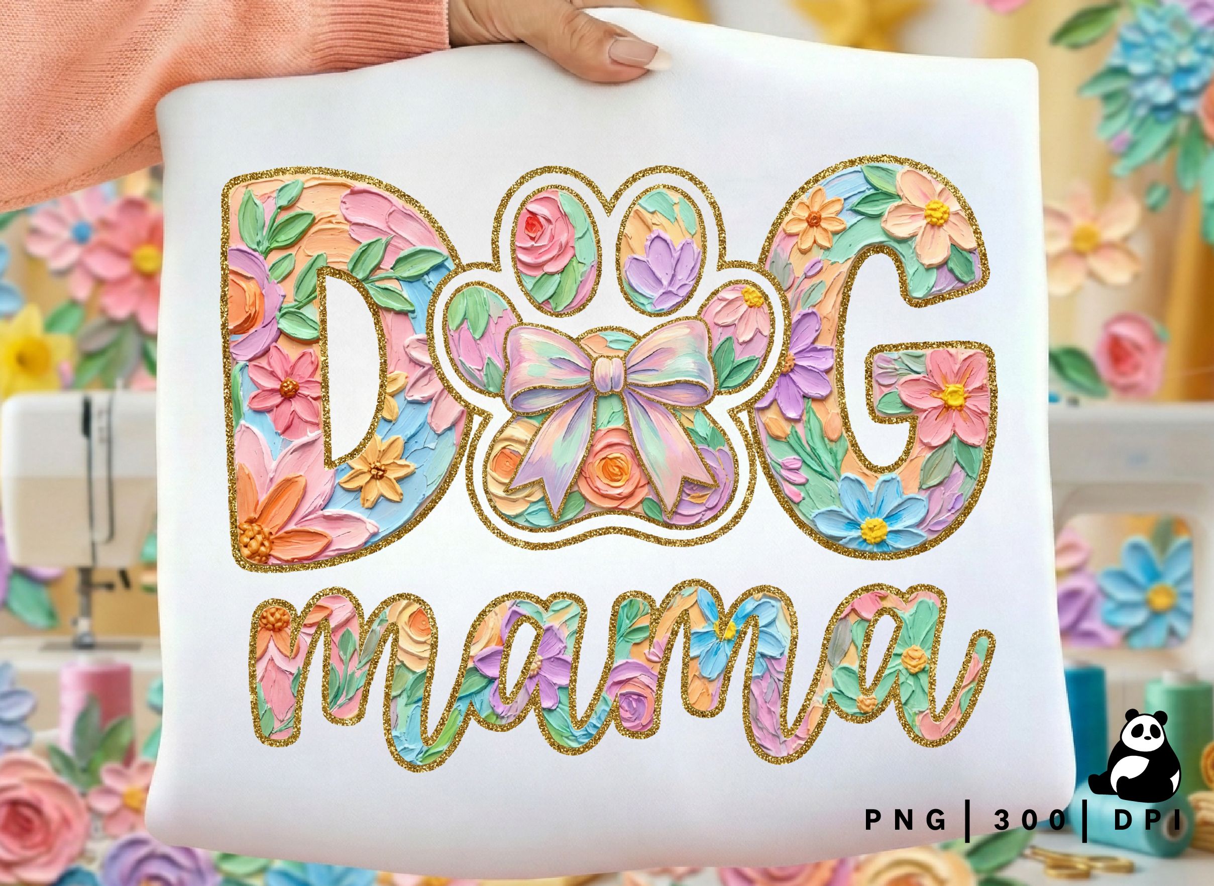 Floral Brushstroke Dog Mama Png preview for craft projects