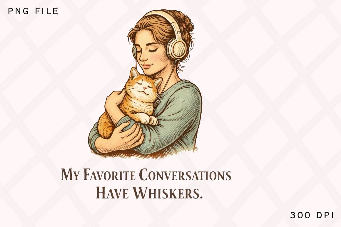My Favorite Conversations Have Whiskers preview for craft projects