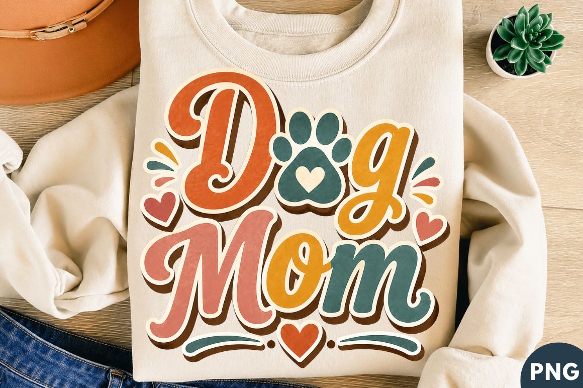 Dog Mom Cute Paw Print T-shirt PNG Desig preview for craft projects
