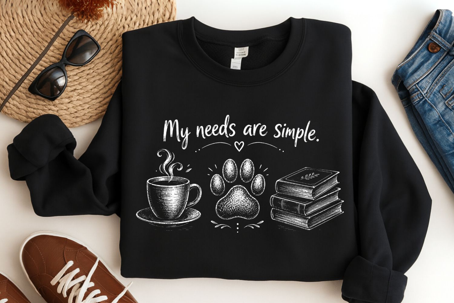 My Needs Are Simple PNG, Cute Paw Print preview for craft projects