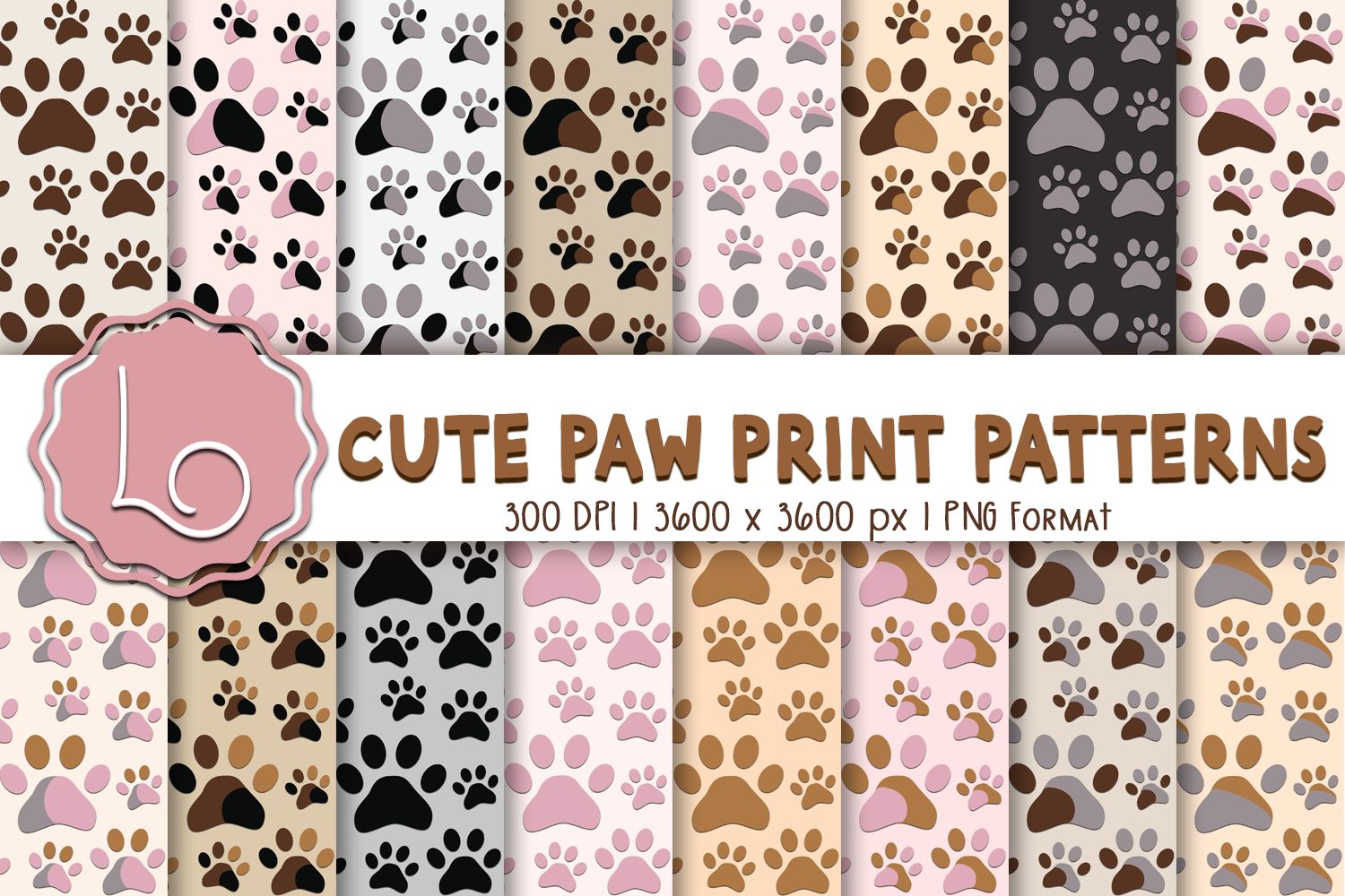 Cute Paw Print Patterns preview for craft projects