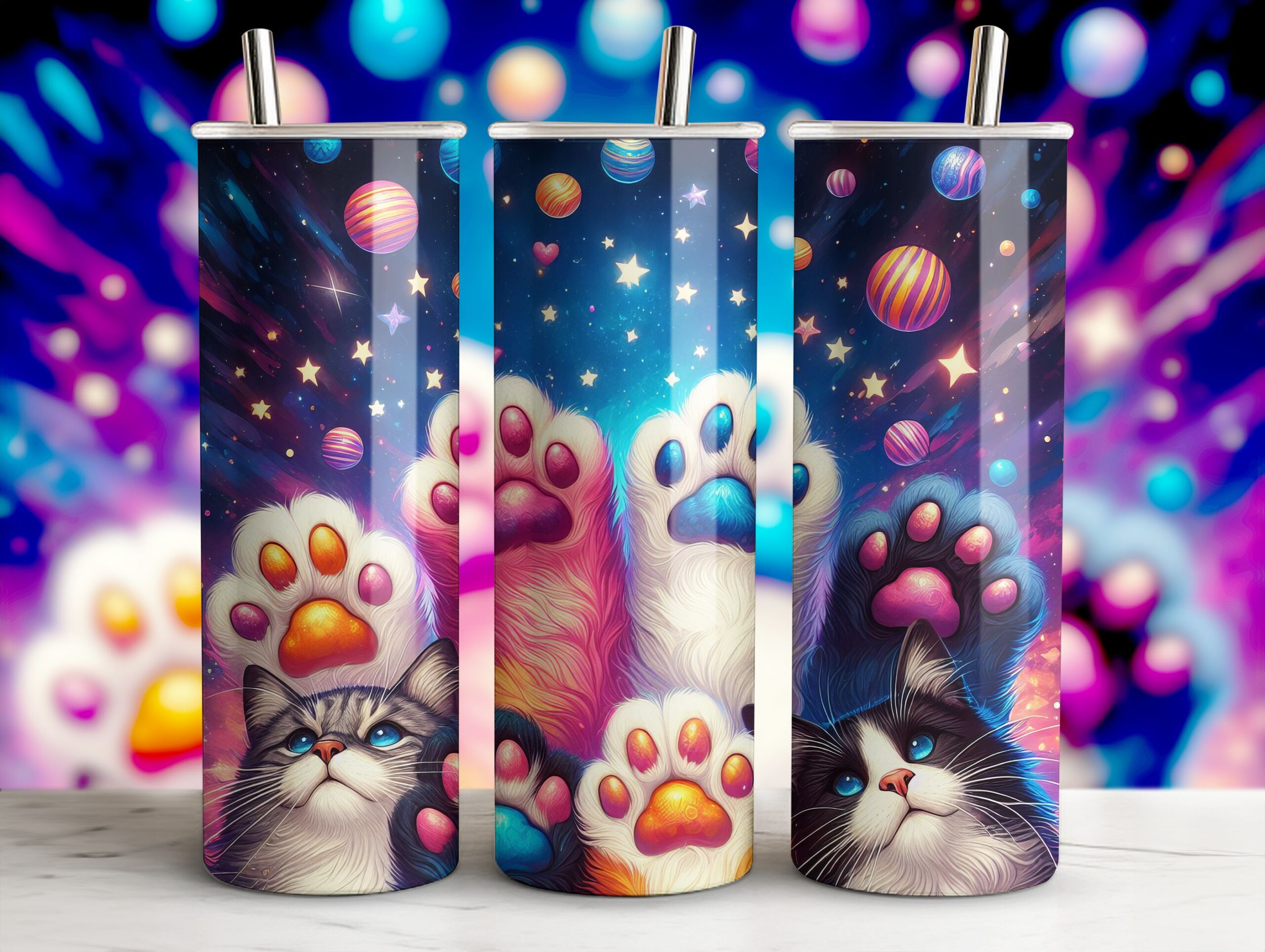 Cute Paw Print Tumbler Wrap Sublimation preview for craft projects